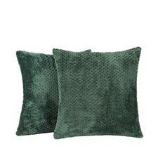 OHS 2 x Soft Waffle Textured Fleece Cushion Covers, 45x45cm - Forest Green