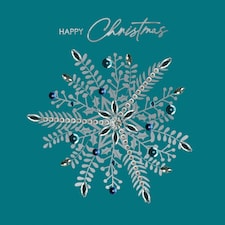 Jewelled Silver Snowflake Luxury Hand-Finished Foiled Christmas Card