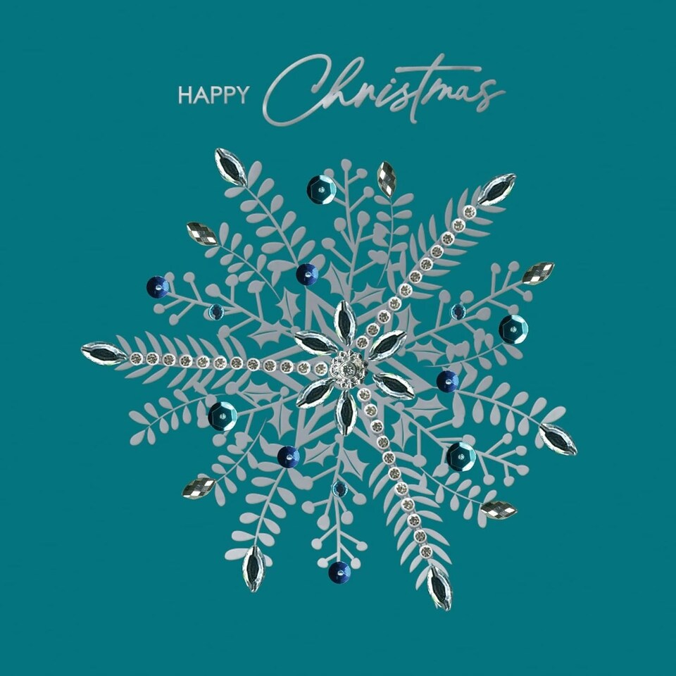 image 1 of Jewelled Silver Snowflake Luxury Hand-Finished Foiled Christmas Card
