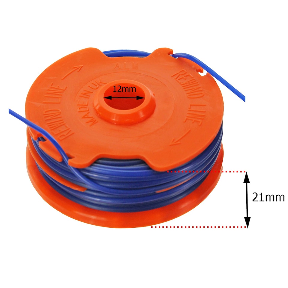 image 1 of SPARES2GO Dual Strimmer Line Spool + Cover Cap Kit compatible with McGregor 350w MET3525 Trimmer