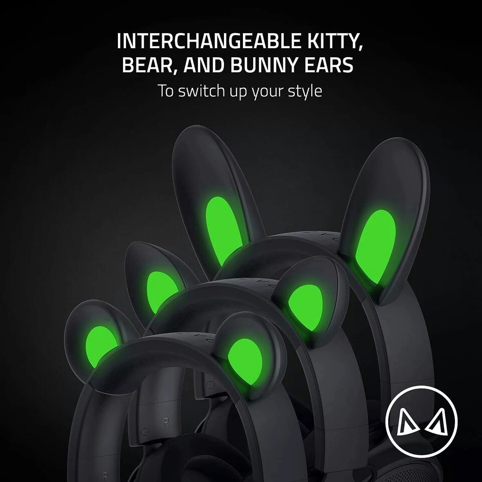 image 1 of Razer Kraken Kitty V2 Pro Wired RGB Headset with Interchangeable Ears Black
