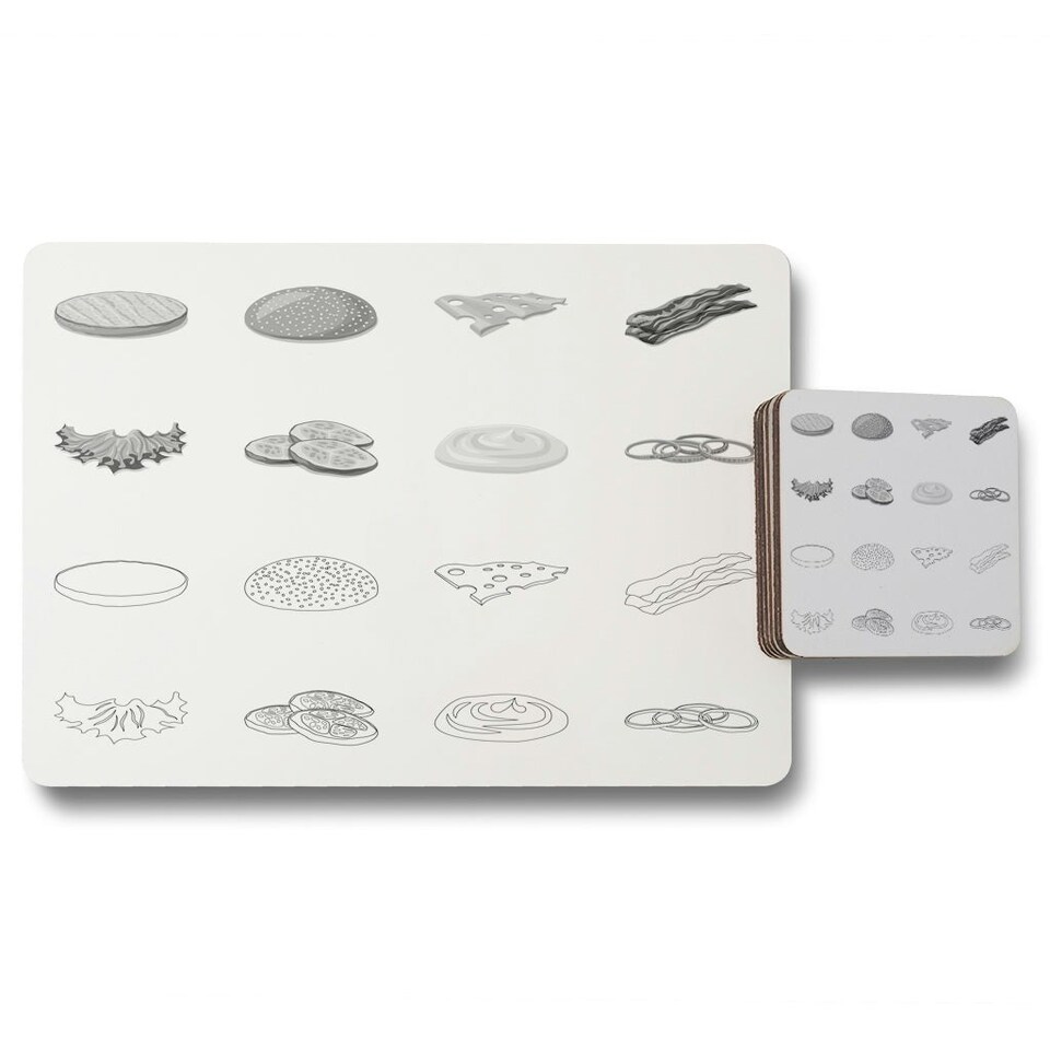 image 1 of burger and sandwich icon (Placemat & Coaster Set)