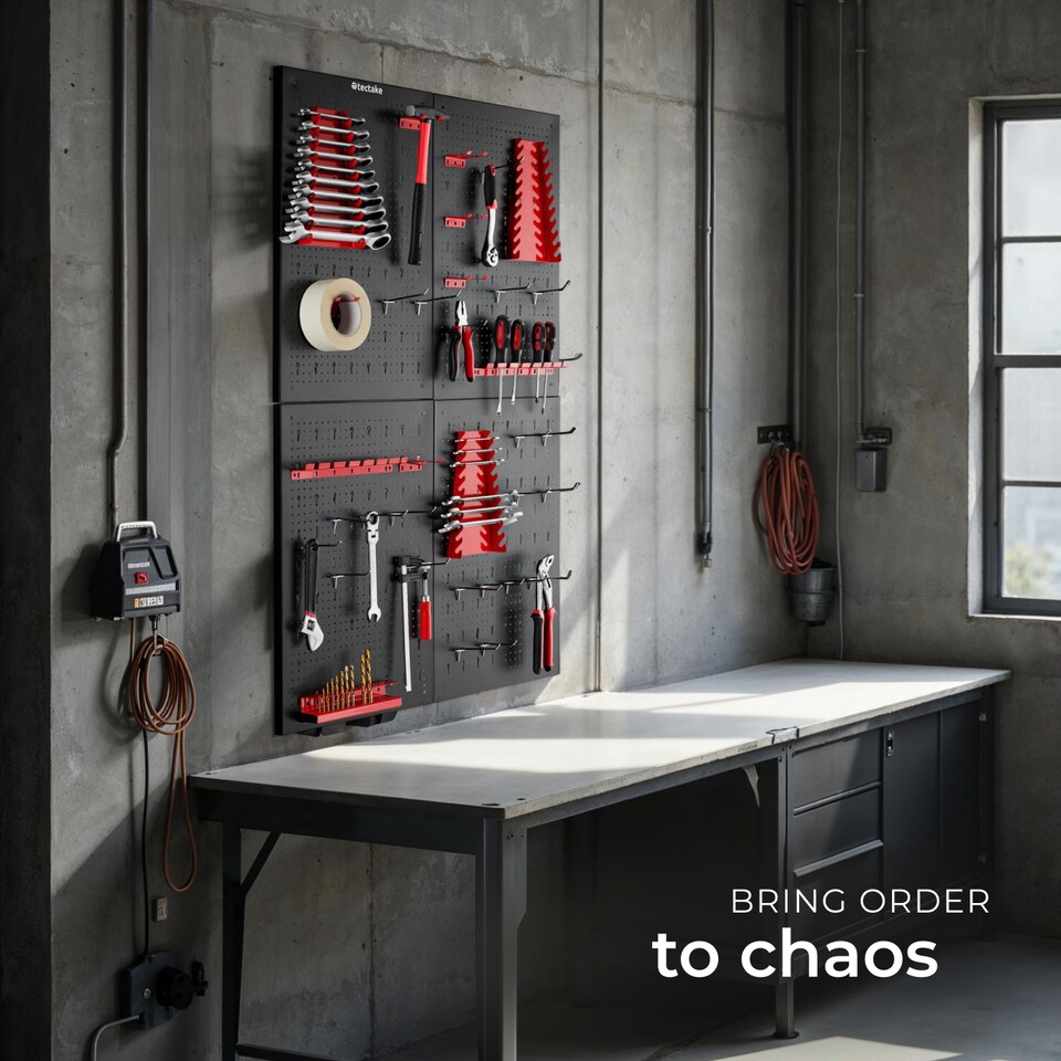 image 1 of Tool Pegboard Jonah - hooks and holders | Black | black/red | 2 x 160 x 60 cm | 4