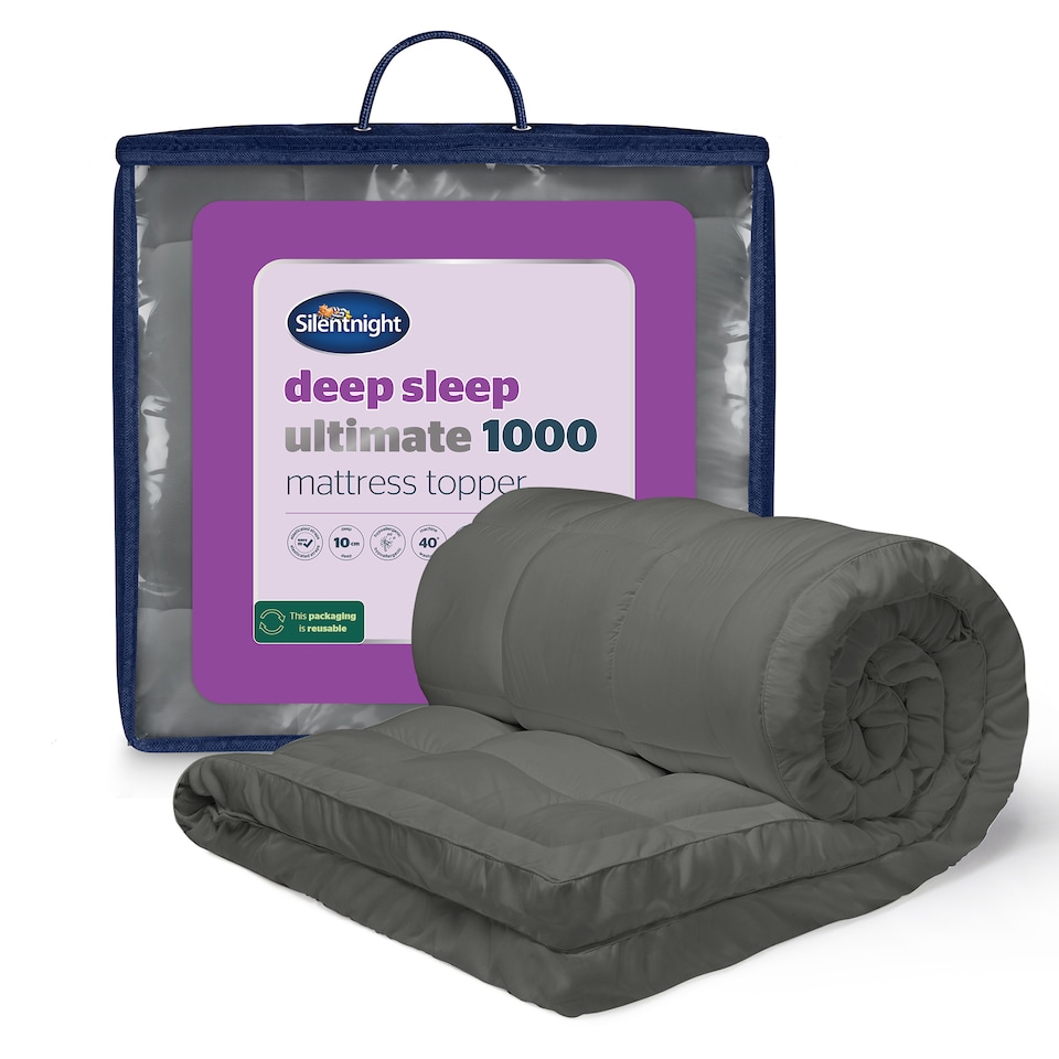 image 1 of Silentnight Deep Sleep Ultimate Mattress Topper 1000, 10cm Thick, Grey, Single