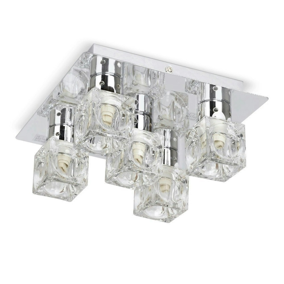 image 1 of ValueLights Modern Chrome Ice Cube 5 Way Flush Ceiling Spotlight | Chrome