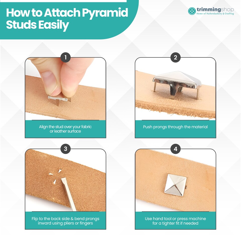 image 1 of 6mm Pyramid Shaped Nail Head Studs Square Metal Leather Rivets - 50pcs