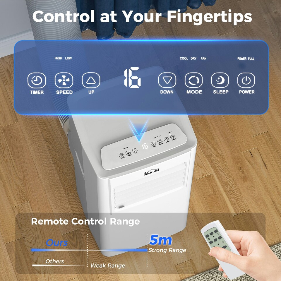 image 1 of HOMCOM 7000 BTU Mobile Air Conditioner Indoor Portable AC Unit w/ RC, White