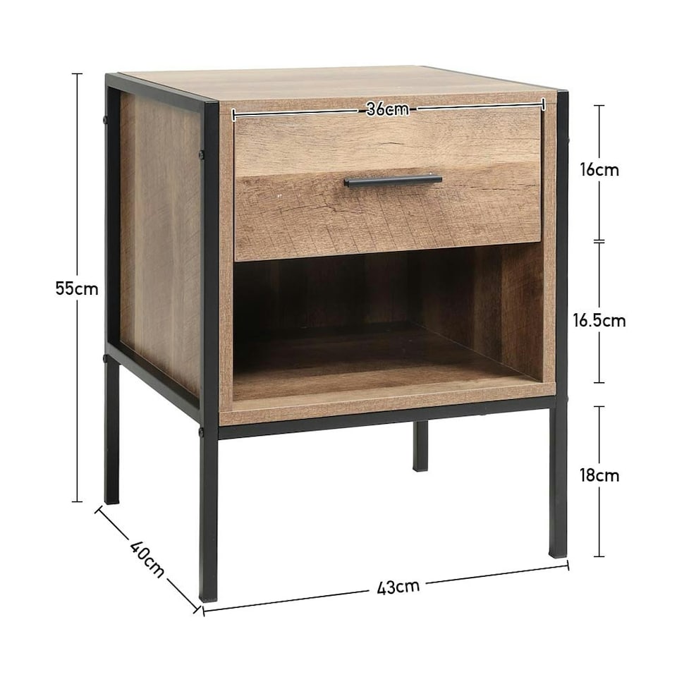image 1 of Living and Home One-Drawer Wooden Nightstand Table