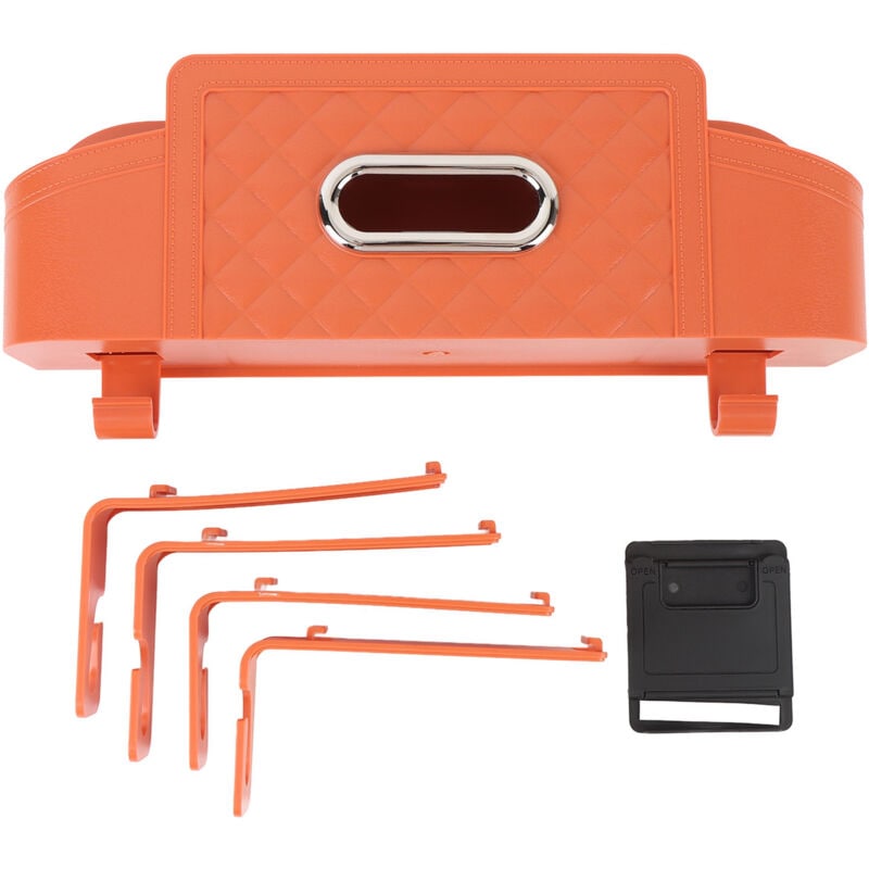 Car Back Seat Organizer with 2 Drink Cup Holder Tissue Box Hooks Phone Holder Multifunctional Storage for Travel Orange