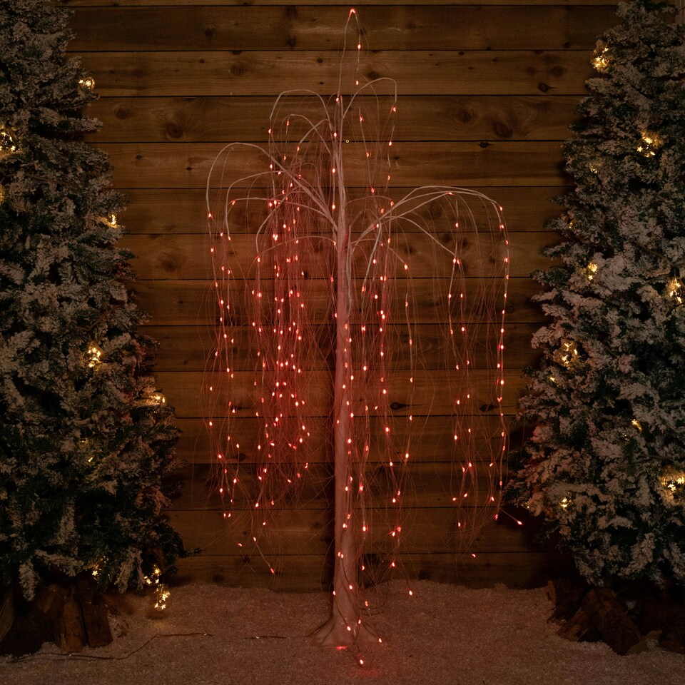 image 1 of 1.8m White Christmas Willow Tree with App, Remote Control and 240 RGB LEDs