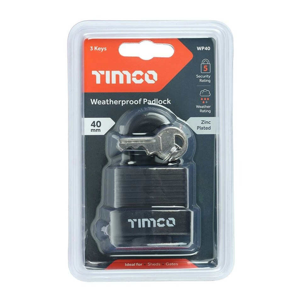 image 1 of Timco - Weatherproof Padlock (Size 40mm - 1 Each)