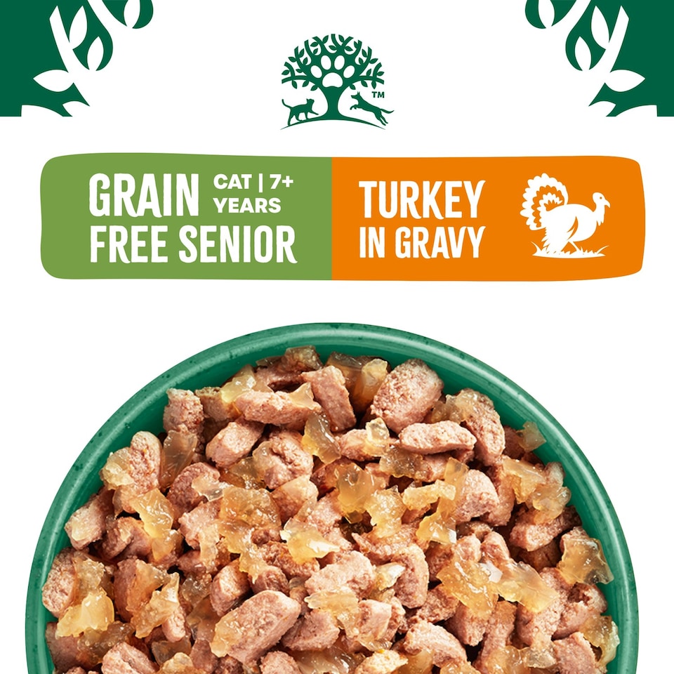 image 1 of James Wellbeloved Grain Free Senior Wet Cat Food Pouches Turkey in Gravy 48 x 85g