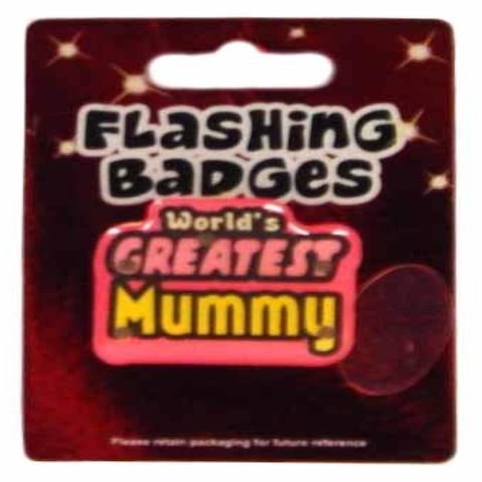 image 1 of World's Greatest Mummy Flashing Badge Mother's Day Christmas Birthday