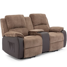 Postana Dual Motor Rise Recliner 2 Seater Cord Drinks Console Sofa (Brown)