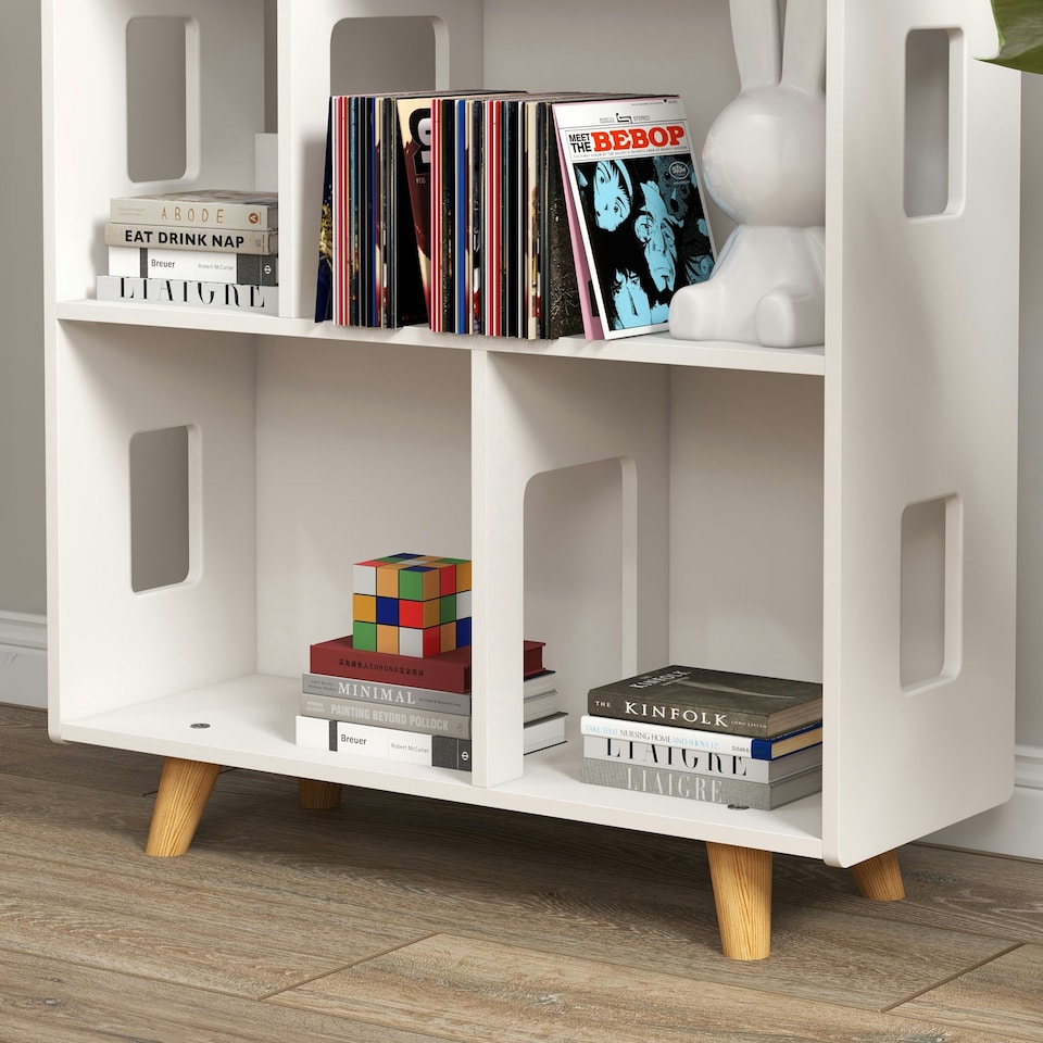 image 1 of ZONEKIZ 3 Tier Toy Storage Shelf w/ Six Cubes, for Playroom, Bedroom - White 