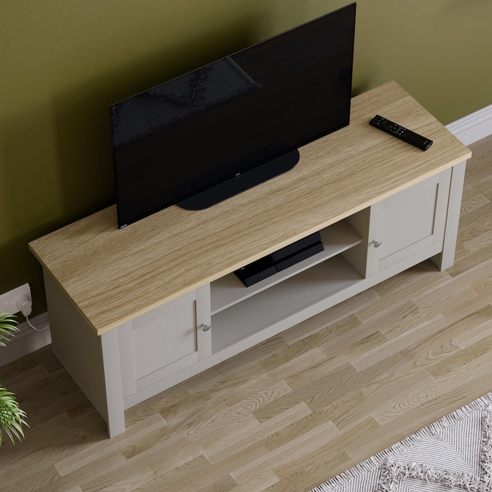 image 1 of Vida Designs Arlington 2 Door TV Unit Shaker Entertainment Storage, Grey & Oak | Grey | Grey & Oak | 1