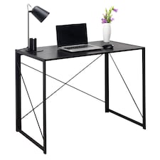 House of Home Wooden Folding Office Desk Foldable Computer and Study Table Ideal for Laptops Black | Black
