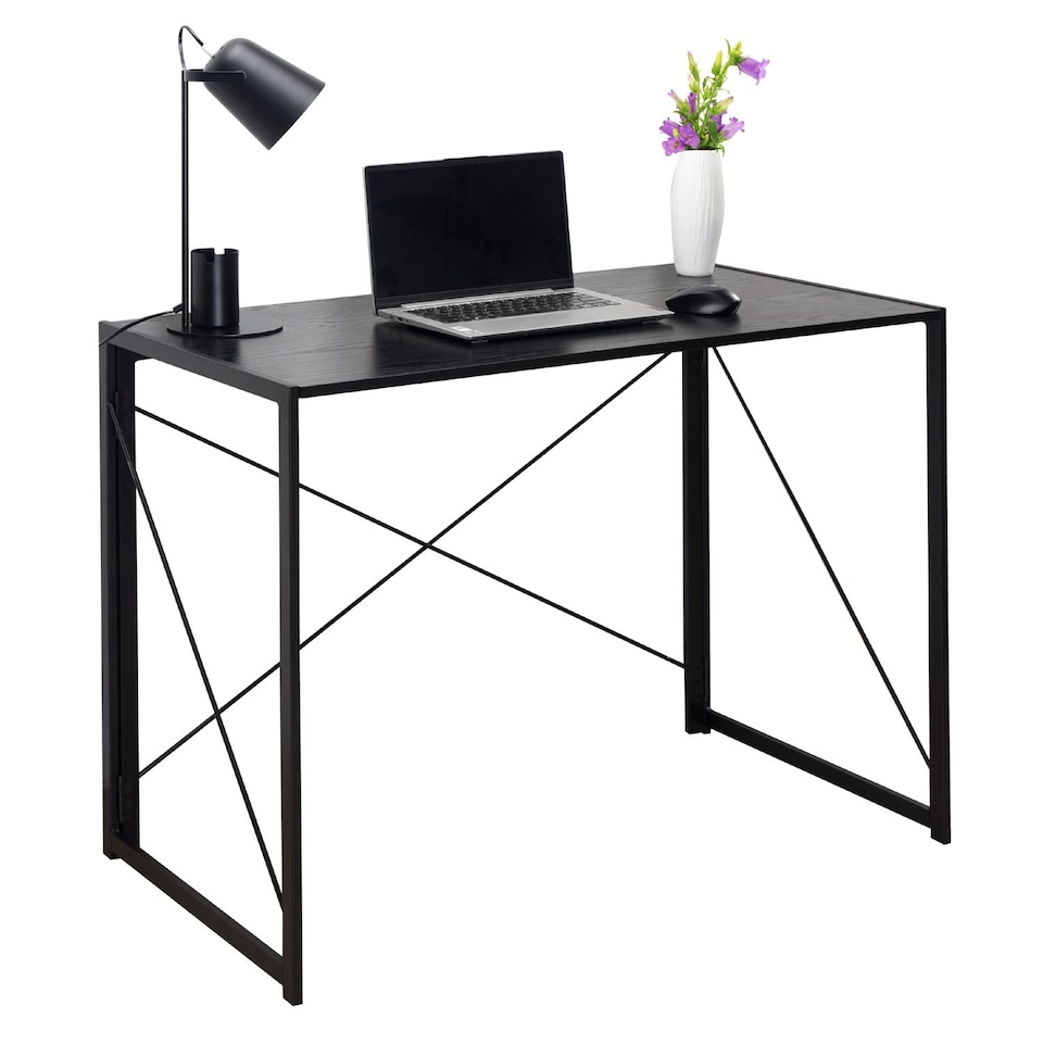 image 1 of House of Home Wooden Folding Office Desk Foldable Computer and Study Table Ideal for Laptops Black | Black