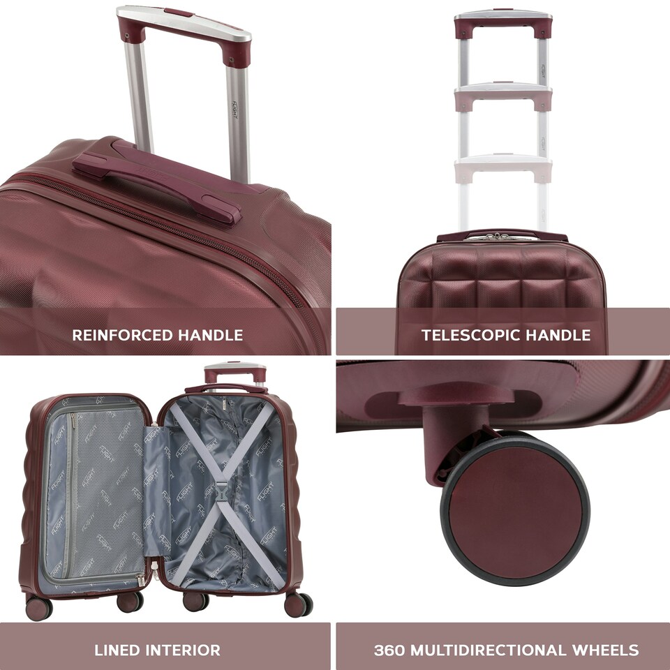 image 1 of Flight Knight Bubble Suitcase Ryanair easyJet Jet2 Approved 8 Wheel Hardcase Suitcases Cabin or Medium & Large Check-in Sizes | Red | Burgundy | Medium
