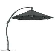 Outsunny 3(m) Garden Cantilever Parasol with Crank Aluminium Frame Grey | Grey | 366L x 294W x 280H cm