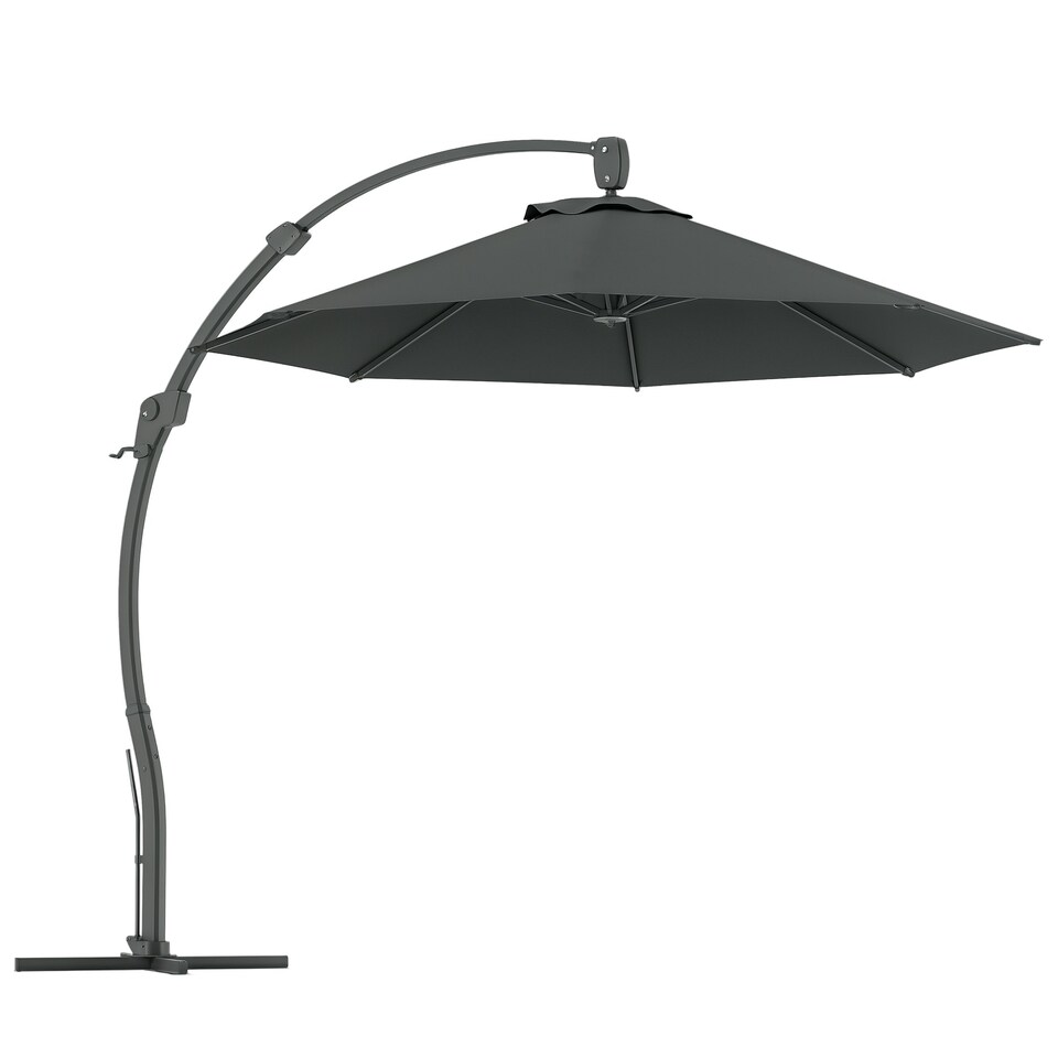 image 1 of Outsunny 3(m) Garden Cantilever Parasol with Crank Aluminium Frame Grey | Grey | 366L x 294W x 280H cm