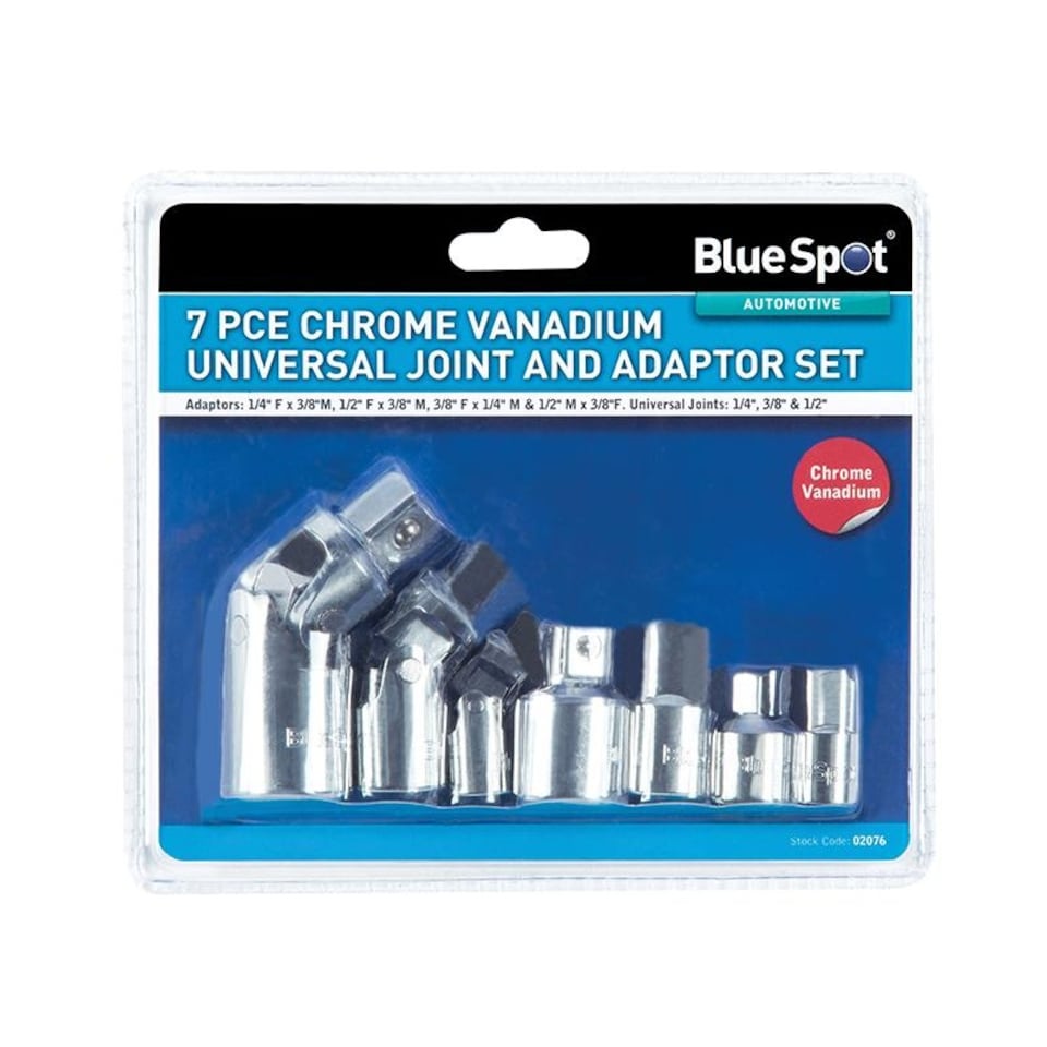 image 1 of Bluespot Tools Universal Joint & Adaptor Set, 7 Piece | Multi | Multi Colour | One Size | 1