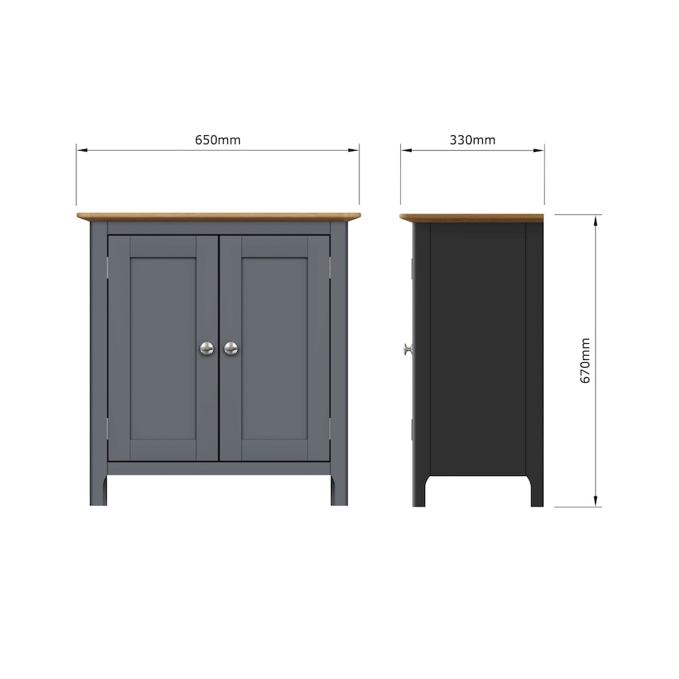 image 1 of Taberno Oak 2 Door Compact Sideboard Graphite Blue Blue