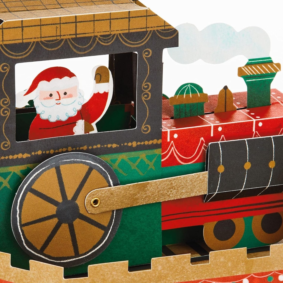 image 1 of Santa's Polar Express Musical Motion Wheel Pop Up 3D Christmas Card