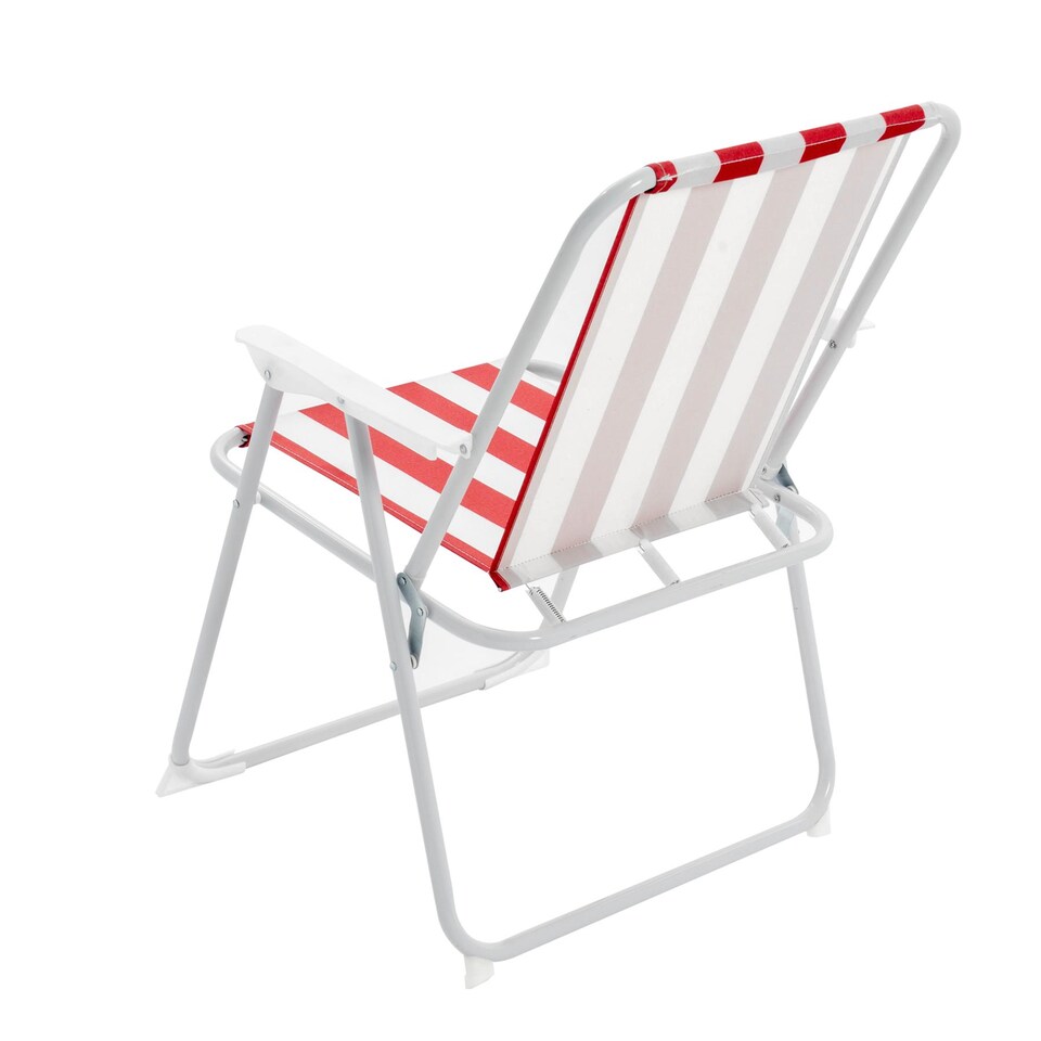 image 1 of Harbour Housewares Folding Metal Beach Chairs - Red Stripe - Pack of 2 | Red | Red