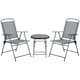 image 1 of Outsunny Patio Bistro Set Folding Chairs & Coffee Table for Balcony Light Grey