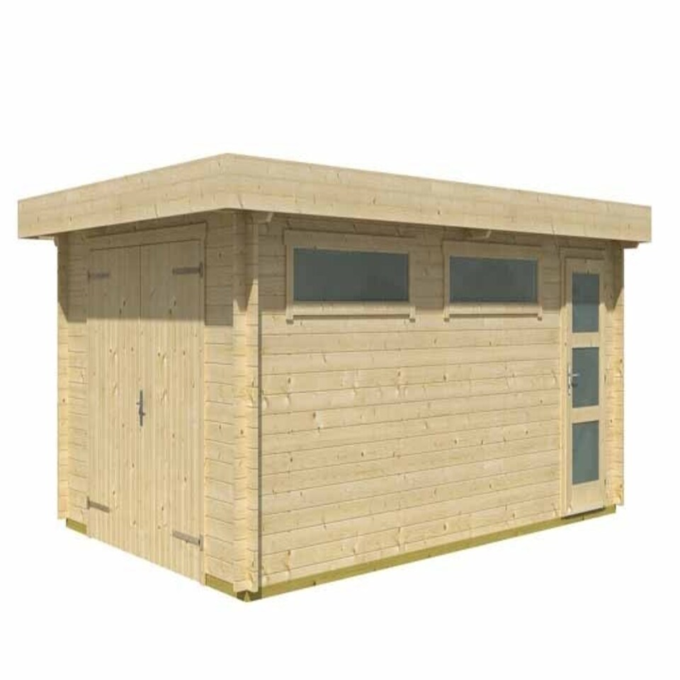 image 1 of Canberra-Log Cabin, Wooden Garden Room, Timber Summerhouse, Home Office - L422.7 x W600 x H233.7 cm Brown