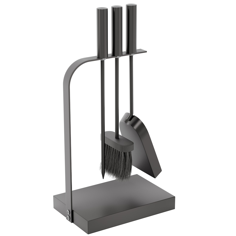 image 1 of Fire Vida 4 Piece Aston Companion Set Fireside Fireplace Accessory, Black