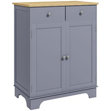 HOMCOM Rubber Wood Top Kitchen Side Cabinet with Adjustable Shelf, Grey