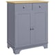 image 1 of HOMCOM Rubber Wood Top Kitchen Side Cabinet with Adjustable Shelf, Grey
