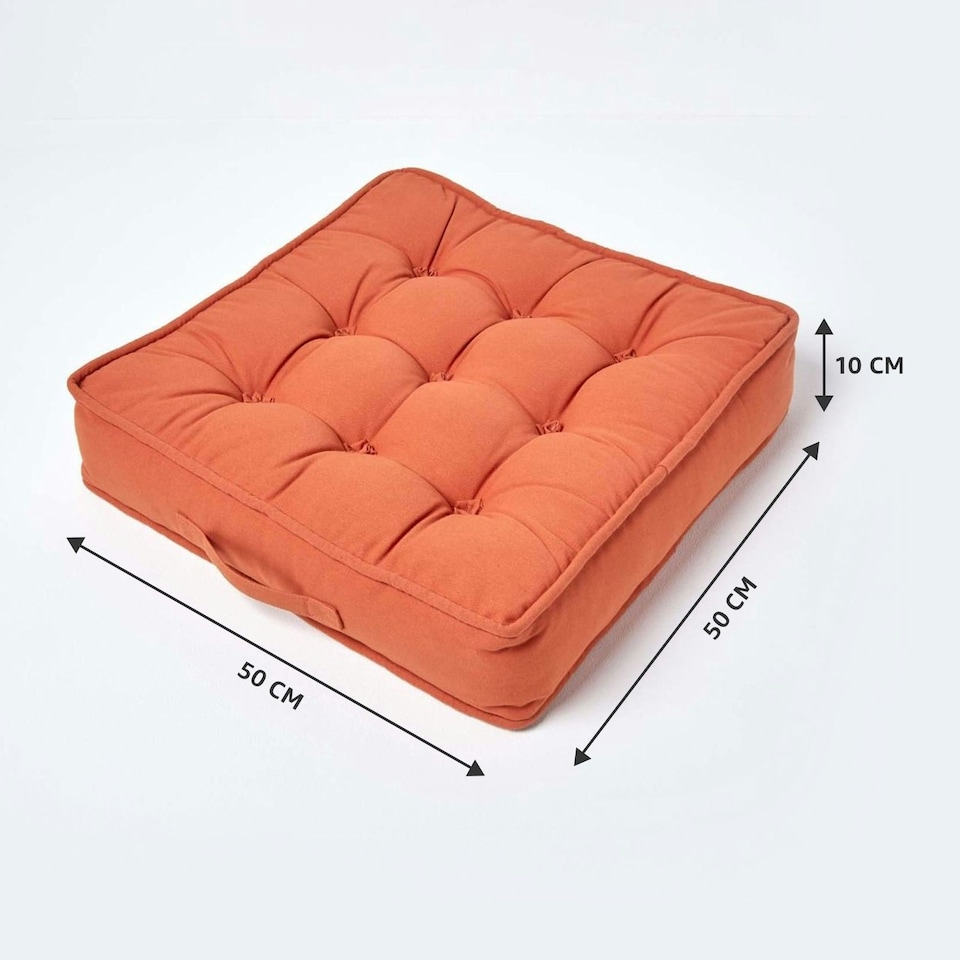 image 1 of Homescapes Terracotta Cotton Armchair Booster Cushion Orange