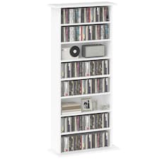 HOMCOM CD Storage Unit DVD Tower Blu-ray Storage Shelf for Living Room White White