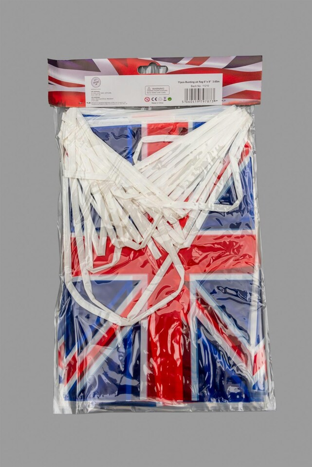 image 1 of 33ft/10m Great Britain Union Jack Bunting Garland Banner with 20 Flags | Multi