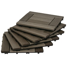Outsunny 27 Pcs Wooden Interlocking Decking Tiles, 30 x 30 cm per piece, Grey