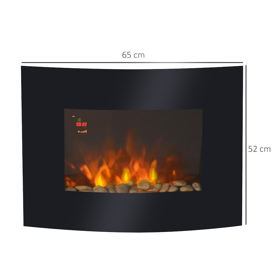 image 1 of HOMCOM Led Curved Glass Electric Wall Mounted Fire Place Fireplace Heater