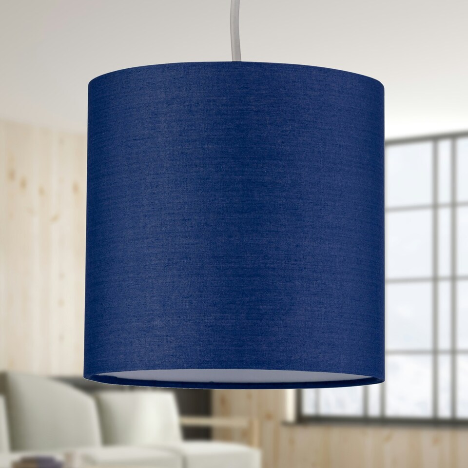 image 1 of Set of 2 Navy Blue Cotton 17cm Table Lamp Shades Blue