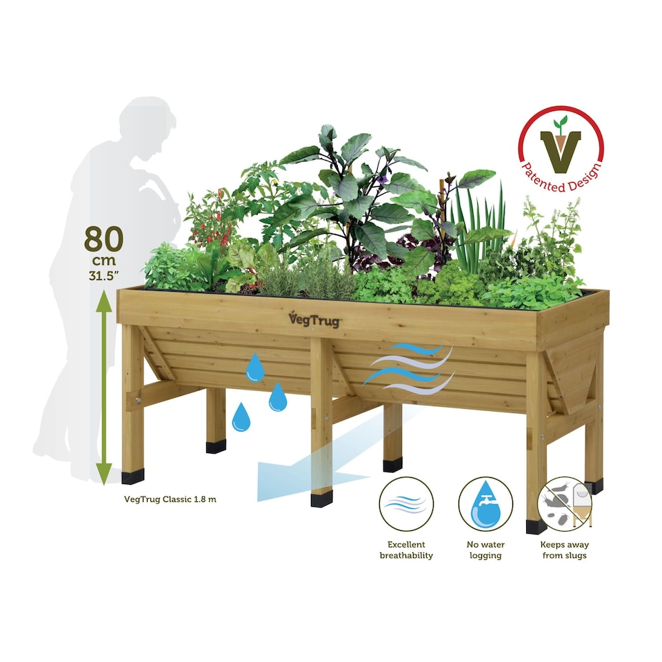 image 1 of Classic Medium Natural Wood Planter | Brown | 1 x Planter