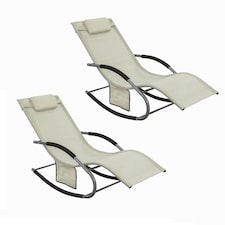 SoBuy OGS28-MIX2,Set of 2 Outdoor Garden Rocking Sun Lounger Recliner Relaxing Chair