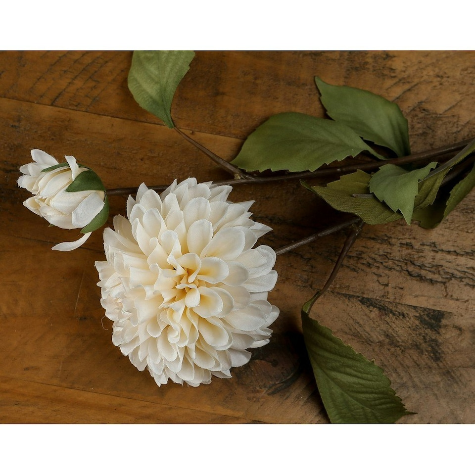image 1 of Hill Interiors Dahlia Artificial Flower - White/Green - One Size