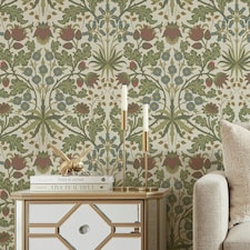 Tulip Trellis Wallpaper in Cream Multi