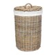 image 3 of Large Round Rattan Laundry Hamper Basket with White Lining | Brown | Rattan