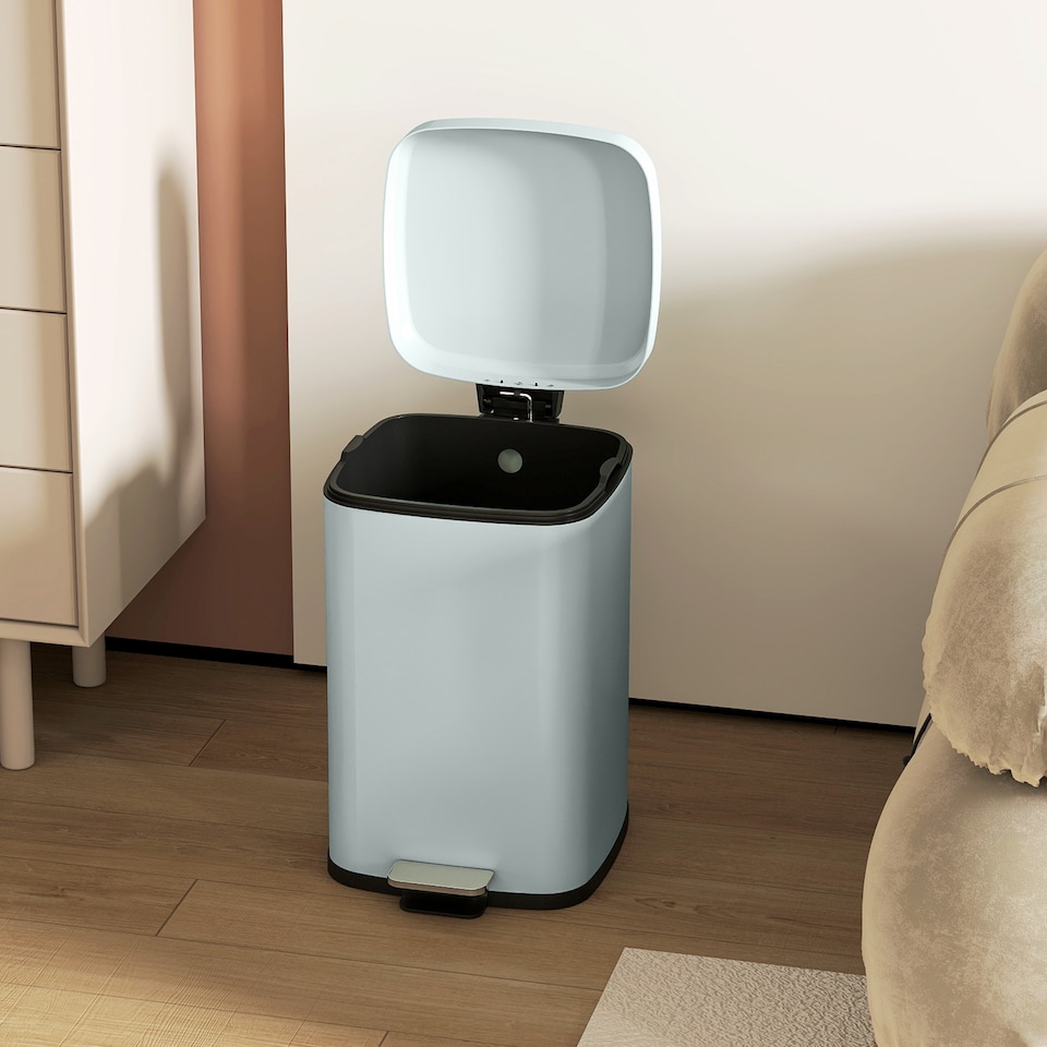 image 1 of HOMCOM 20 Litre Pedal Bin, Fingerprint Proof Kitchen Rubbish Bin with Soft-close Lid, Foot Pedal and Removable Inner Bucket for Recycling and Waste, Light Green | Green | 1