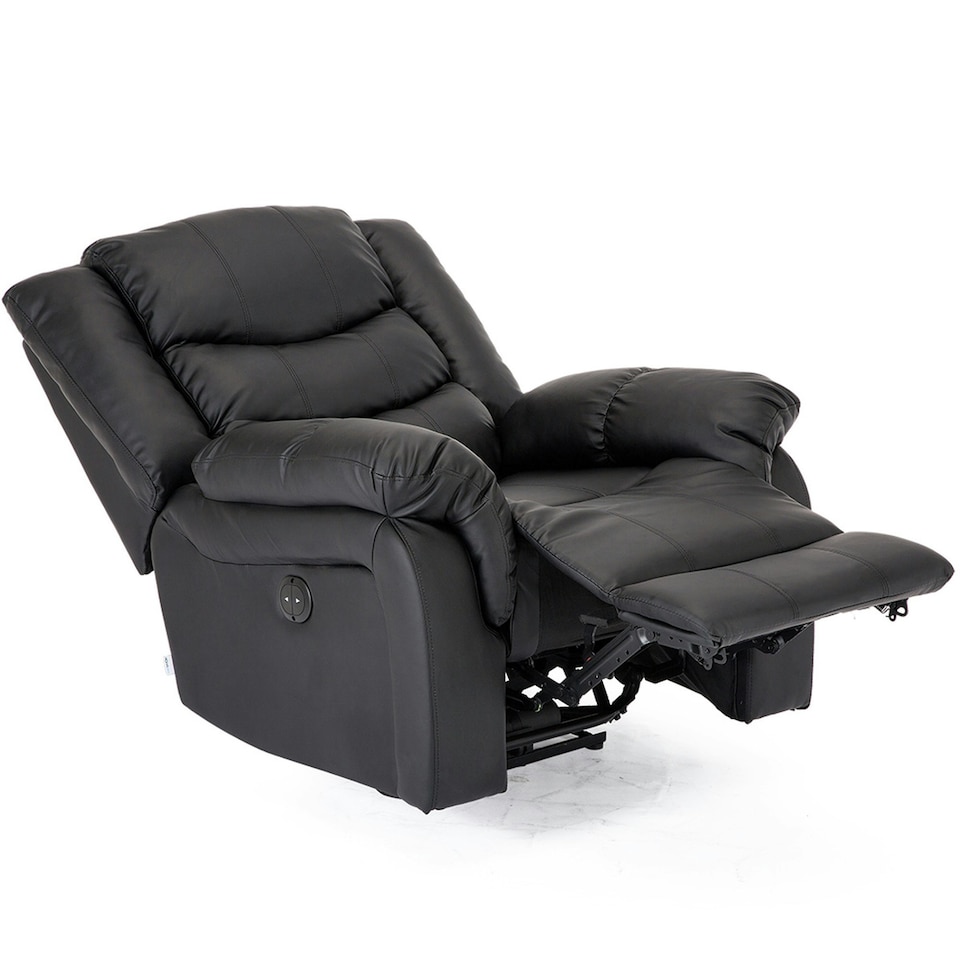 image 1 of Seattle Electric Automatic Recliner Home Lounge Bonded Leather Chair (Black)