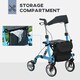 image 7 of HOMCOM 4 Wheel Rollator with Seat and Back, Lightweight Folding Mobility Walker with Large Wheels, Carry Bag, Adjustable Height, Aluminium Walking Frame with Dual Brakes for Seniors, Blue