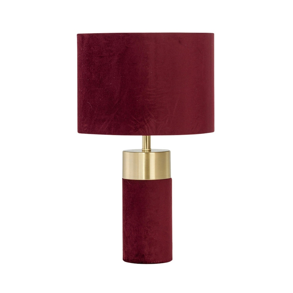 image 1 of Set of 2 Burgundy Velvet with Brass Detail Table Lamps Purple | Purple