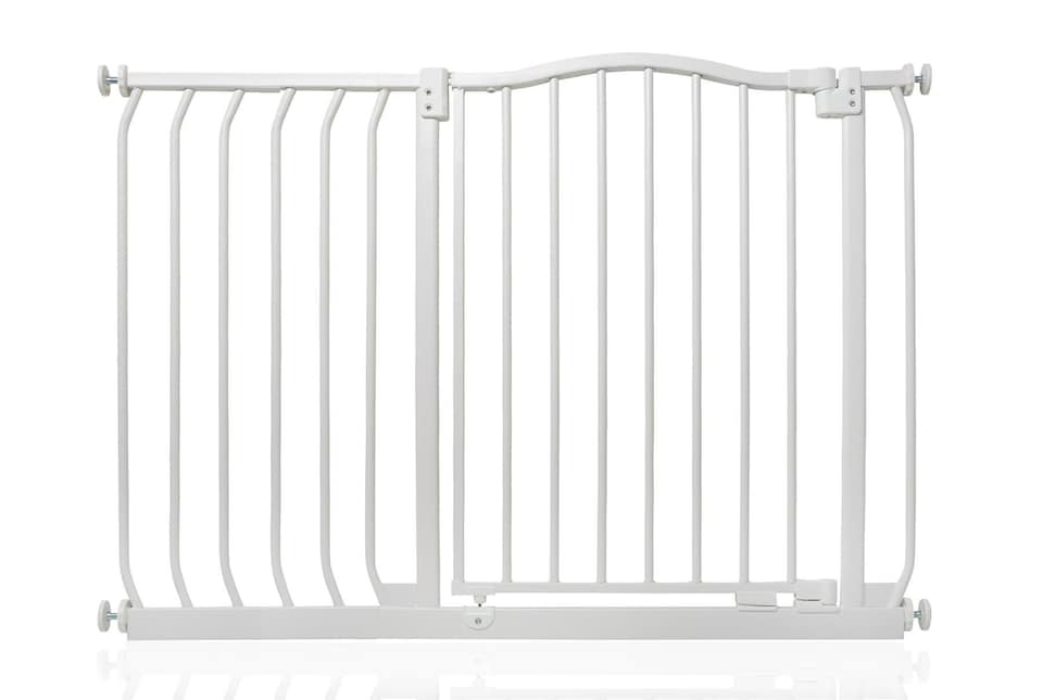 image 1 of Safetots Curved Top Safety Gate, 98cm - 107cm, Matt White, Pressure Fit Stair Gate, Baby Gate for Doors Hallways and Spaces, Safety Barrier, Easy Installation